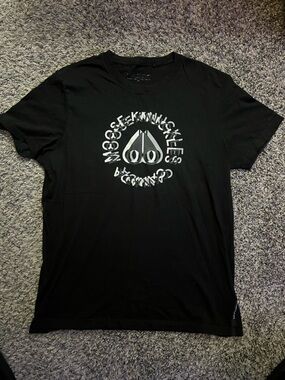 Moose Knuckles Black Short Sleeve Tee with Silver Logo